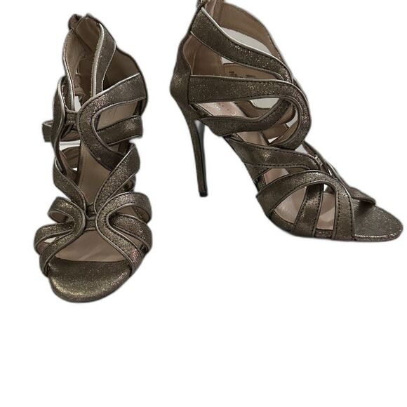 Coach Strappy Sandals in shimmering champagne, elegant glitter, sparkle Sz 8.5 - Picture 4 of 9